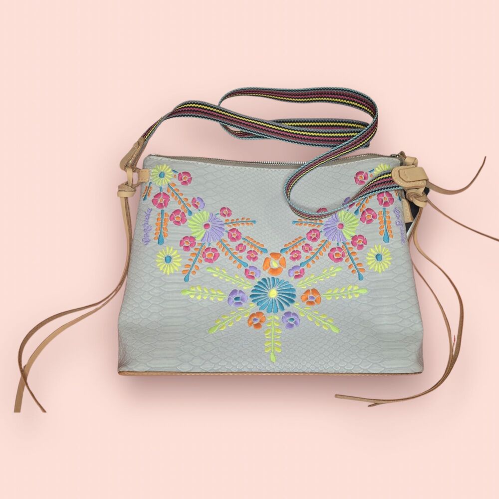 Consuela Downtown Crossbody Songbird Bag Colorful Boho Western Floral Purse Grey